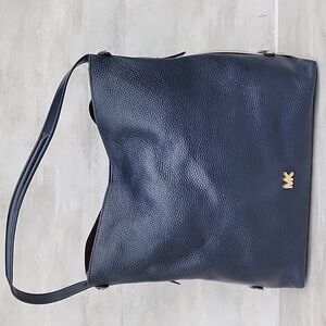 Michael Kors Griffin Admiral Blue Pebbled Leather Shoulder Hobo Bag